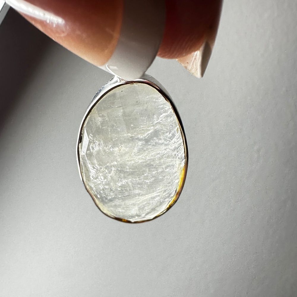 NWOT Faceted‎ 24x16mm Moonstone pendant in solid Sterling Silver! - Picture 4 of 7